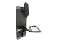 Ergotron - Kit de montage (support mural, plateau articulé pour clavier, repose-poignets, pochette pour souris, levage vertical du panneau) - pour écran LCD/équipement PC - chambre de patient - acier - noir - Taille d'écran : 24" - montable sur mur 60-609-195