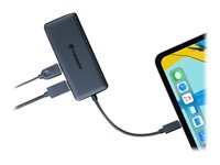 Transcend 6-in-1 USB Type-C Hub HUB5C - Concentrateur (hub) - 2 x USB 3.1 Gen 1 + 1 x USB 3.1 Gen 2 + 1 x USB-C (alimentation électrique) - de bureau TS-HUB5C