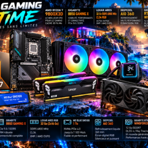 PACK RYZEN 9800X3D 32GO CM B850 LEXAR SSD 1TO WD BLUE RTX 5070TI AIO DEEPCOOL 360